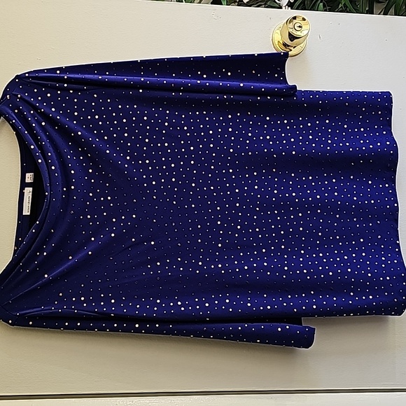 🟡SUSAN GRAVER Cowl Neck Tunic (Purple w/ Gold, Medium) - Picture 4 of 9